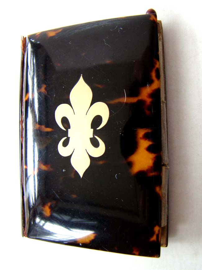 A gold inlaid Tortoiseshell card case made in France circa 1840-1860